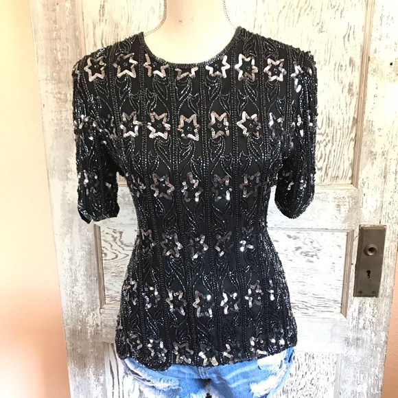 Stenay Tops - Vintage Stenay Beaded Sequin Blouse Medium